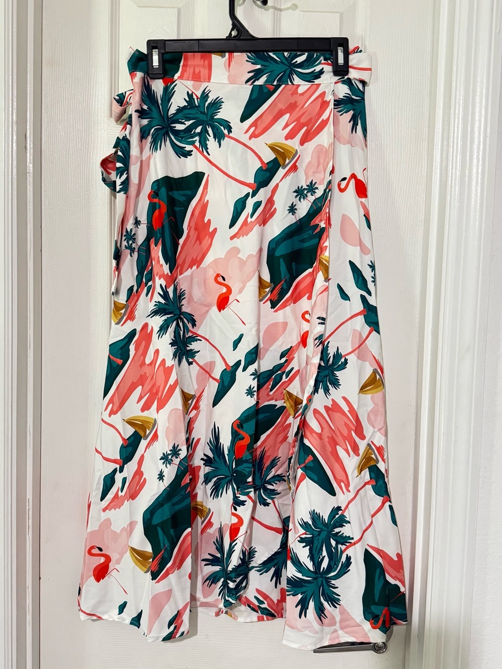 SHEIN Coral & Teal Tropical Wrap Skirt